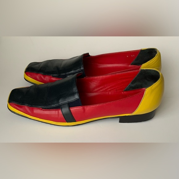 Rangoni Shoes - Vintage Rangoni Colorblock Leather Loafers in Red, Black & Yellow